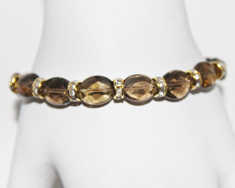 Swarovski Clear Crystal & Gold Bead Bracelet for Women