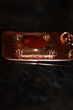 textured copper and brass rectangular pendant with carnelian cabochon on copper chain