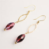 ruby and light sapphire czech faceted ovals and gold filled earrings