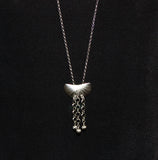 long sterling shell pendant with silver beads and chain