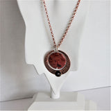 red coral copper and silver pendant on copper chain