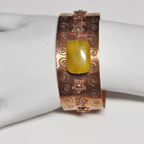 handcrafted copper cuff bracelet with yellow agate