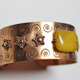 handcrafted copper cuff bracelet with yellow agate