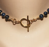 dark blue dumortierite gemstone beads and gold filled necklace set