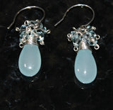 light blue chalcedony and swarovski crystal sterling earrings