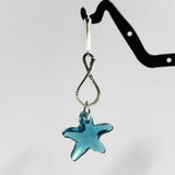 swarovski aqua blue starfish crystals and sterling drop earrings