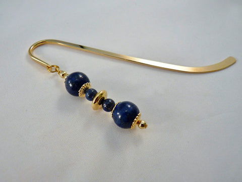 lapis lazuli gold plated shepherd's hook bookmark