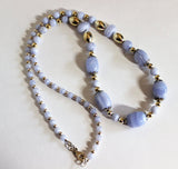 blue lace agate and sterling necklace and earrings set