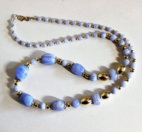 Blue Lace Agate and Sterling Necklace and Earrings Set – Kaminski ...