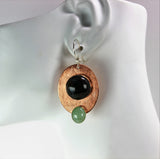 textured copper and sterling green agate and amazonite earrings