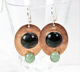 textured copper and sterling green agate and amazonite earrings